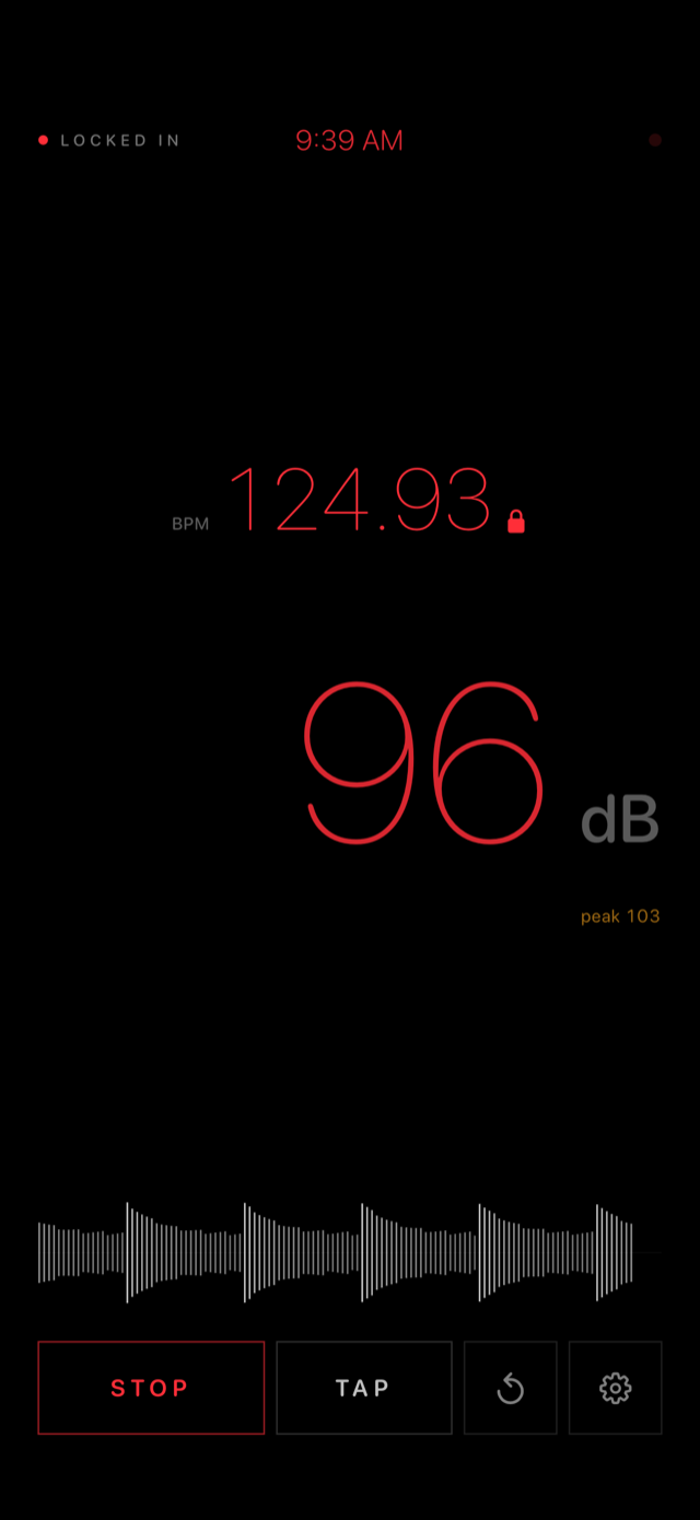 Booth Assist with the sound level meter readout dominant